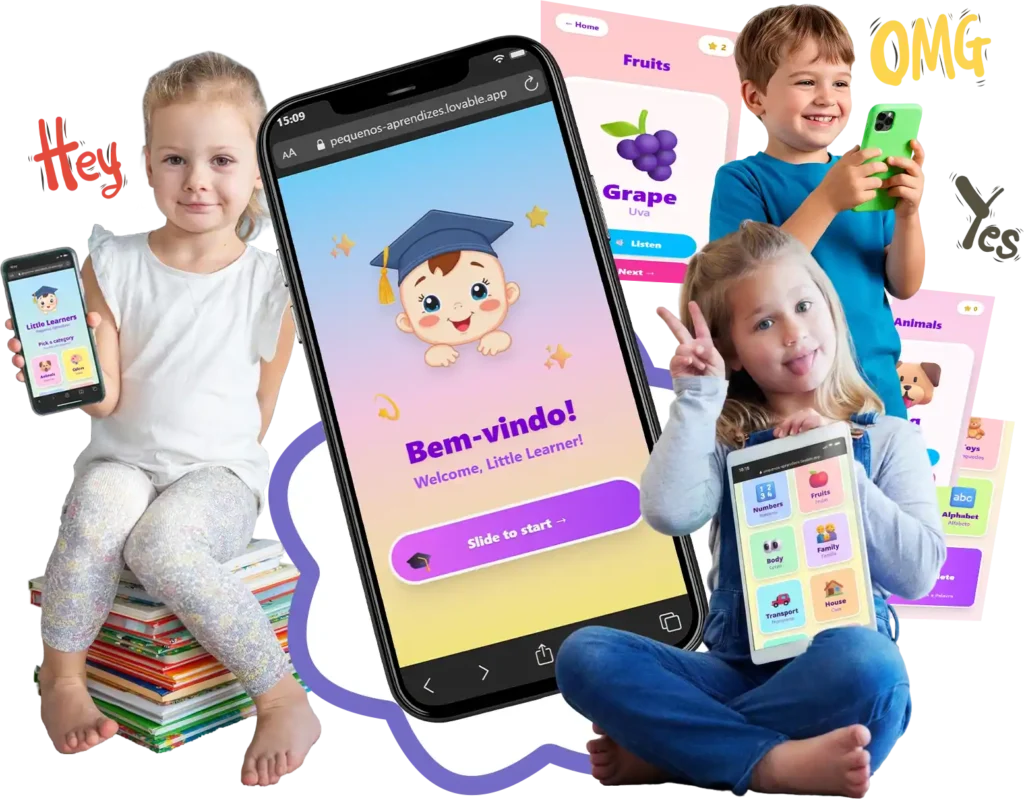 Crianças usando o app